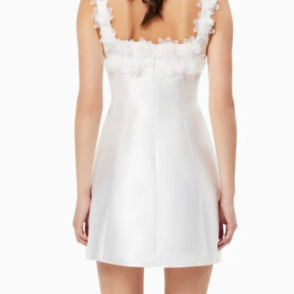 Elder Floral Decal Applique Mini Dress In White - Picture 2 of 4